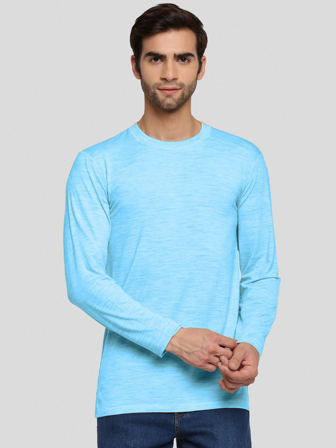 Buy Kosha Men Blue Solid Merino Wool Bamboo Long Sleeves Thermal