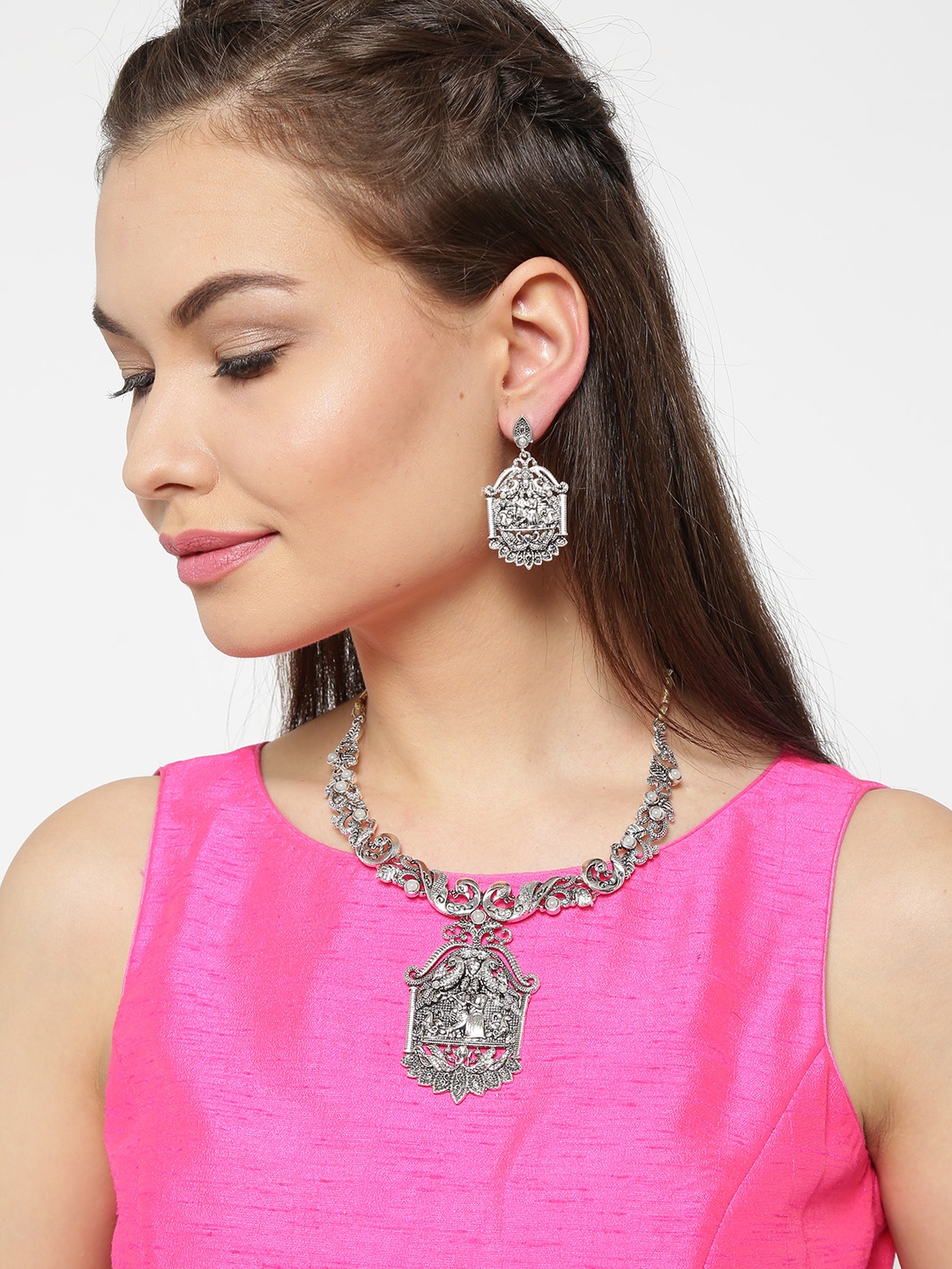 Ishna Pink Necklace Set – I Jewels