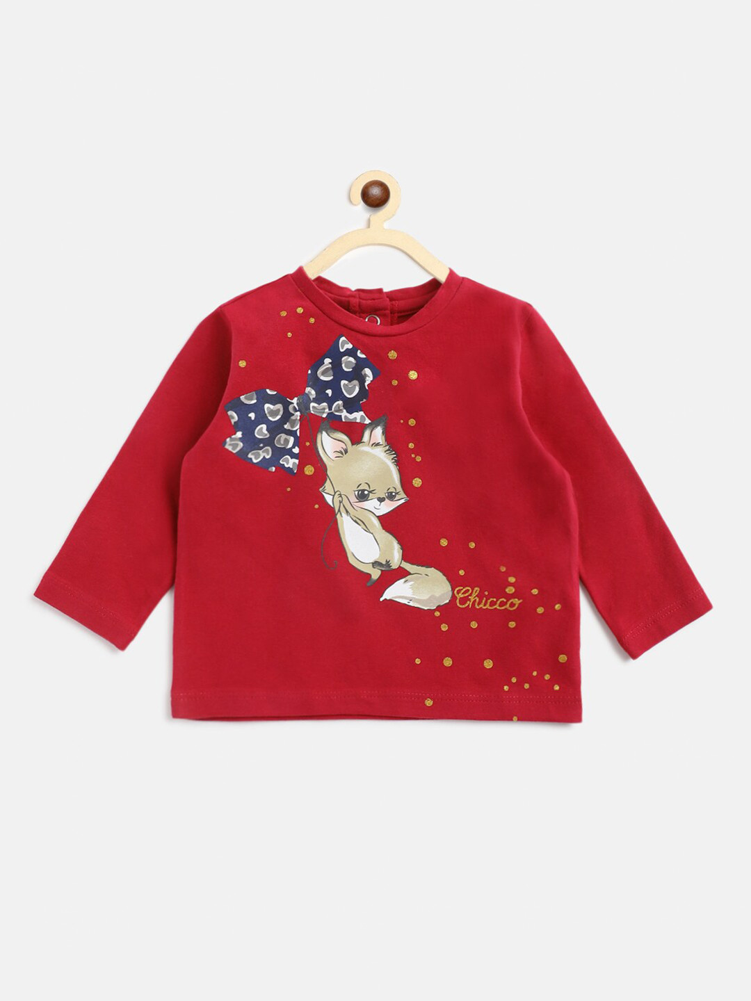 Chicco Girls Red Printed Cotton T-shirt