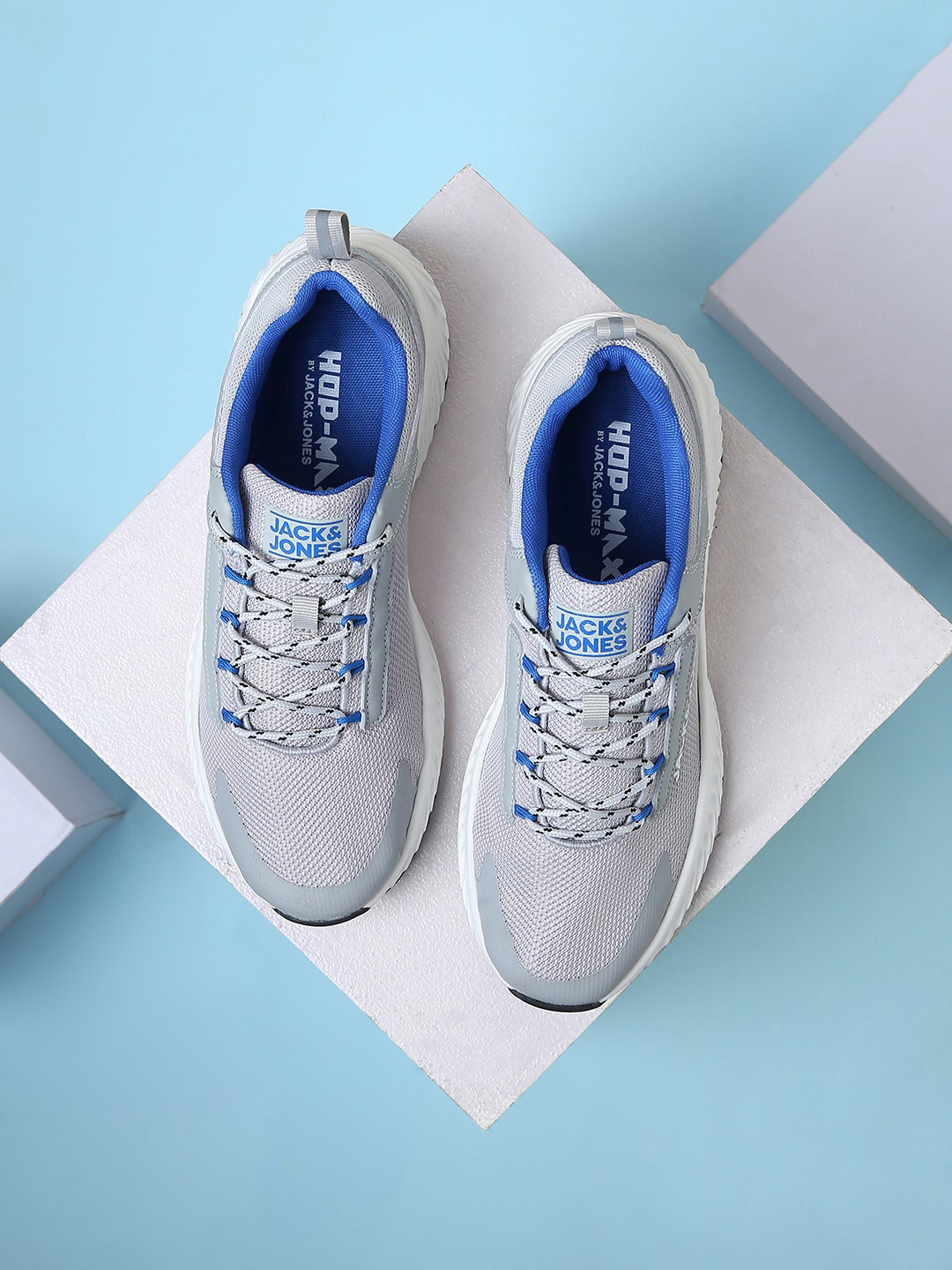 Jack & Jones Men Grey & Blue Casual Sneakers