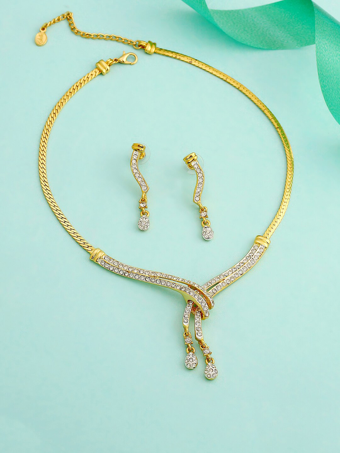 Estele Gold Plated Classic Medley Drop Jewellery Set with Austrian Crystals