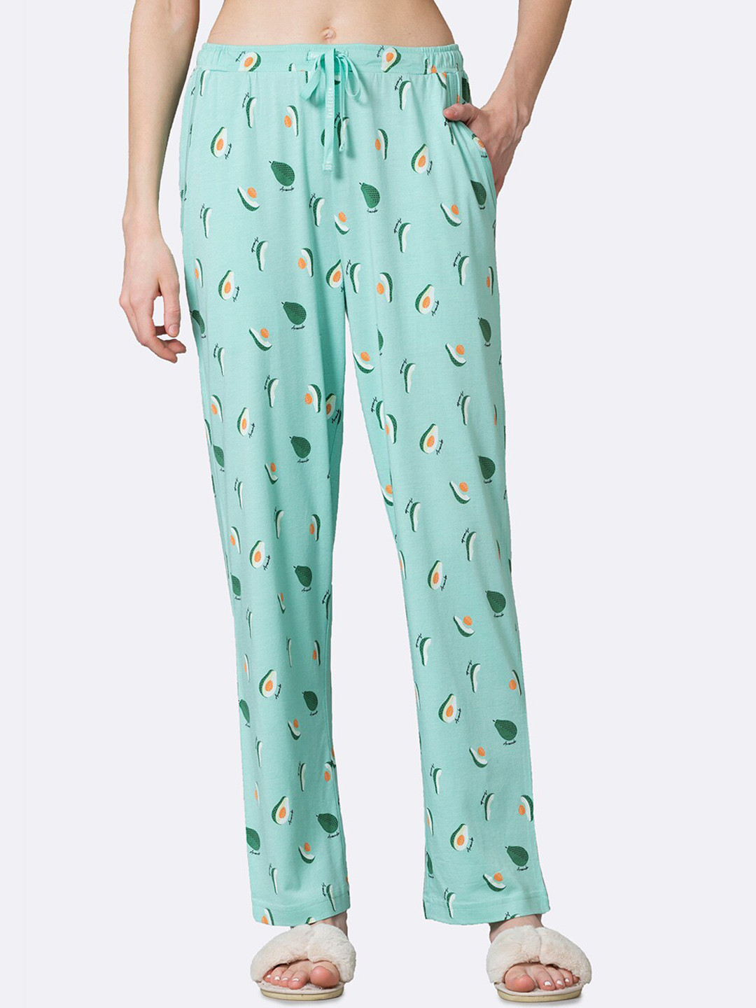Van Heusen Plus Size Women Green & White Printed Lounge Pants