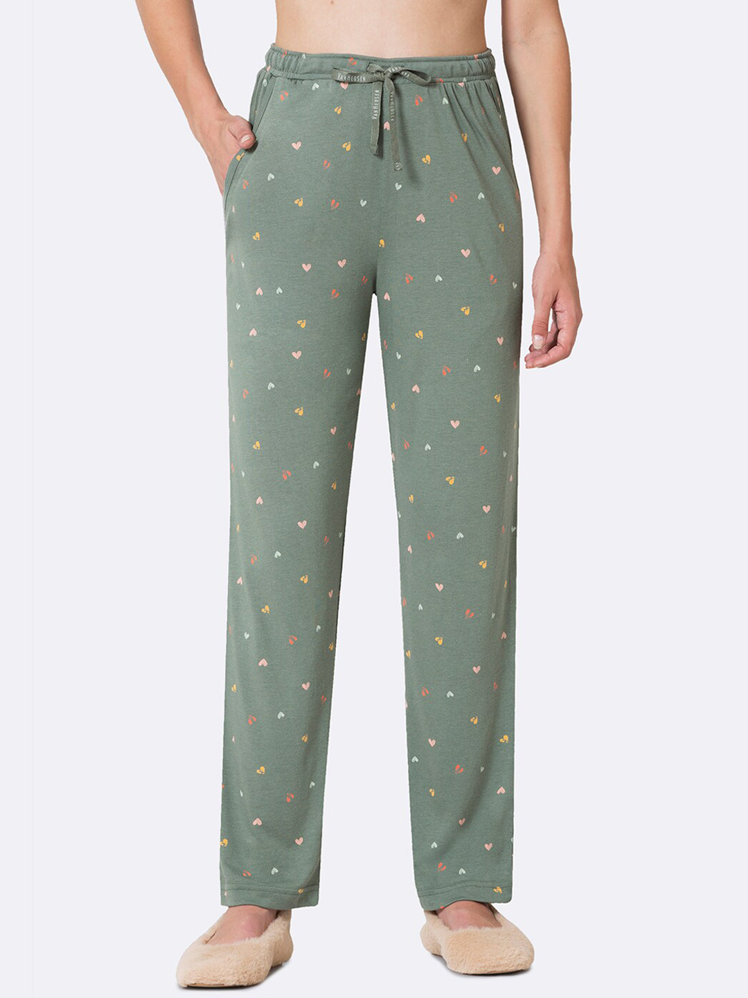 Van Heusen Women Heart Allover Print Functional Pocket Ultra Soft Lounge Pants
