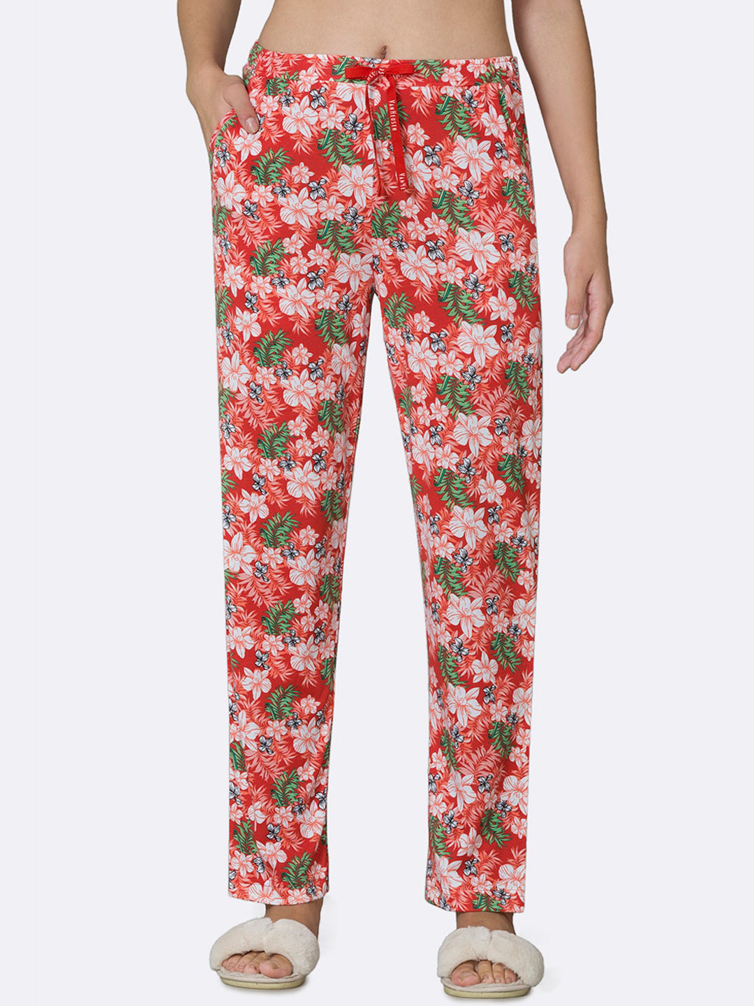 Van Heusen Women Poppy Hawaiian Tropical Print Functional Pocket Ultra Soft Lounge Pants