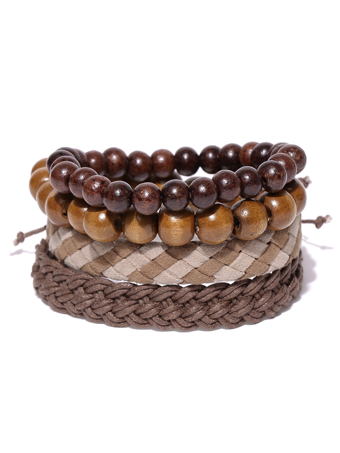 THE MEN THING Leather Bracelet for Men  American Style Brown Genuine  Leather MultiLayer Braided Bracelet
