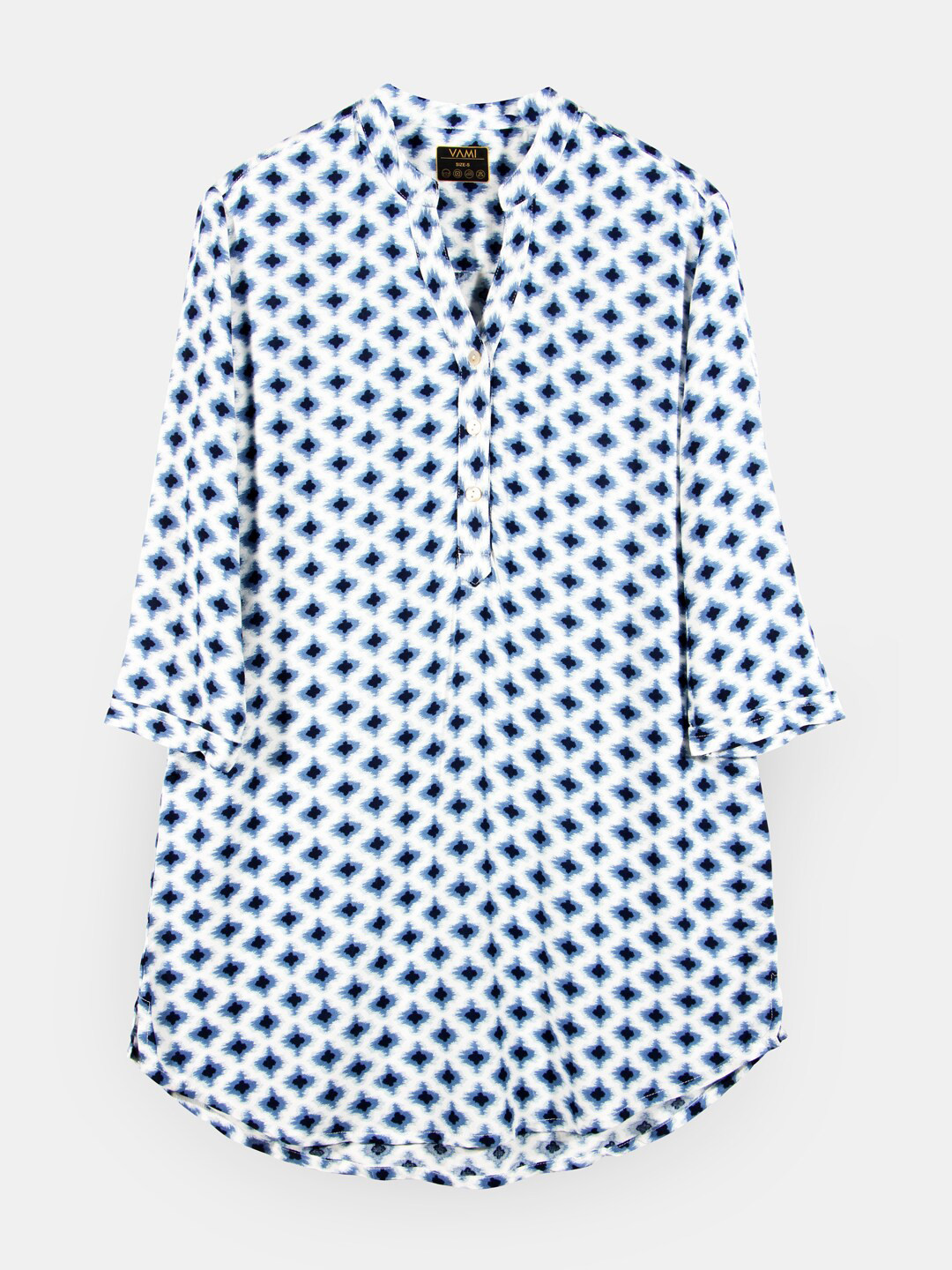 Vami White & Blue Quirky Printed Kurti