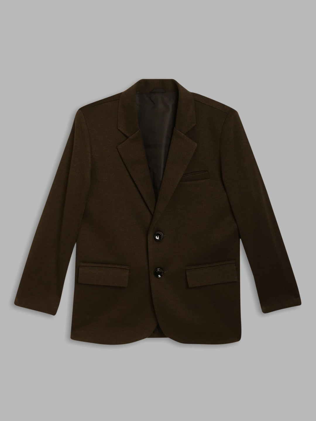Blue Giraffe Boys Brown Solid Blazers