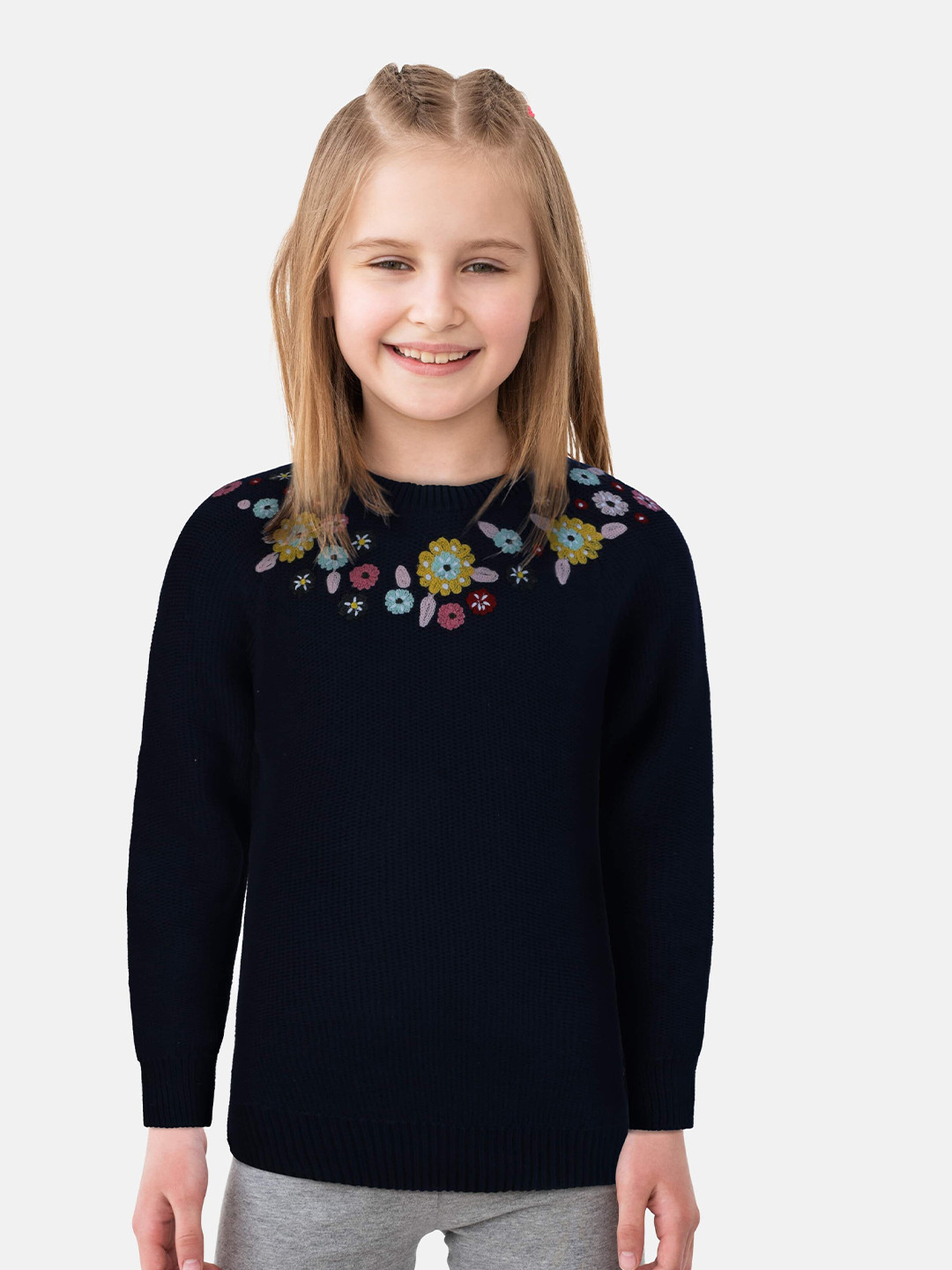 Gini and Jony Boys Navy Blue & Yellow Pullover Sweater