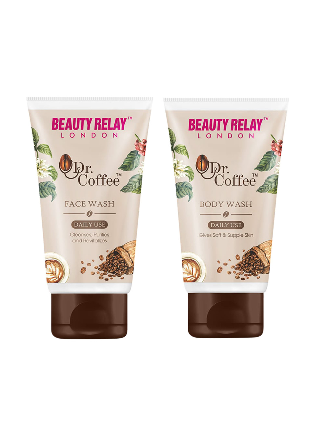 BeautyRelay London Dr. Coffee Face Wash & Body Wash 200 ml each - Buy 1 Get 1 Free