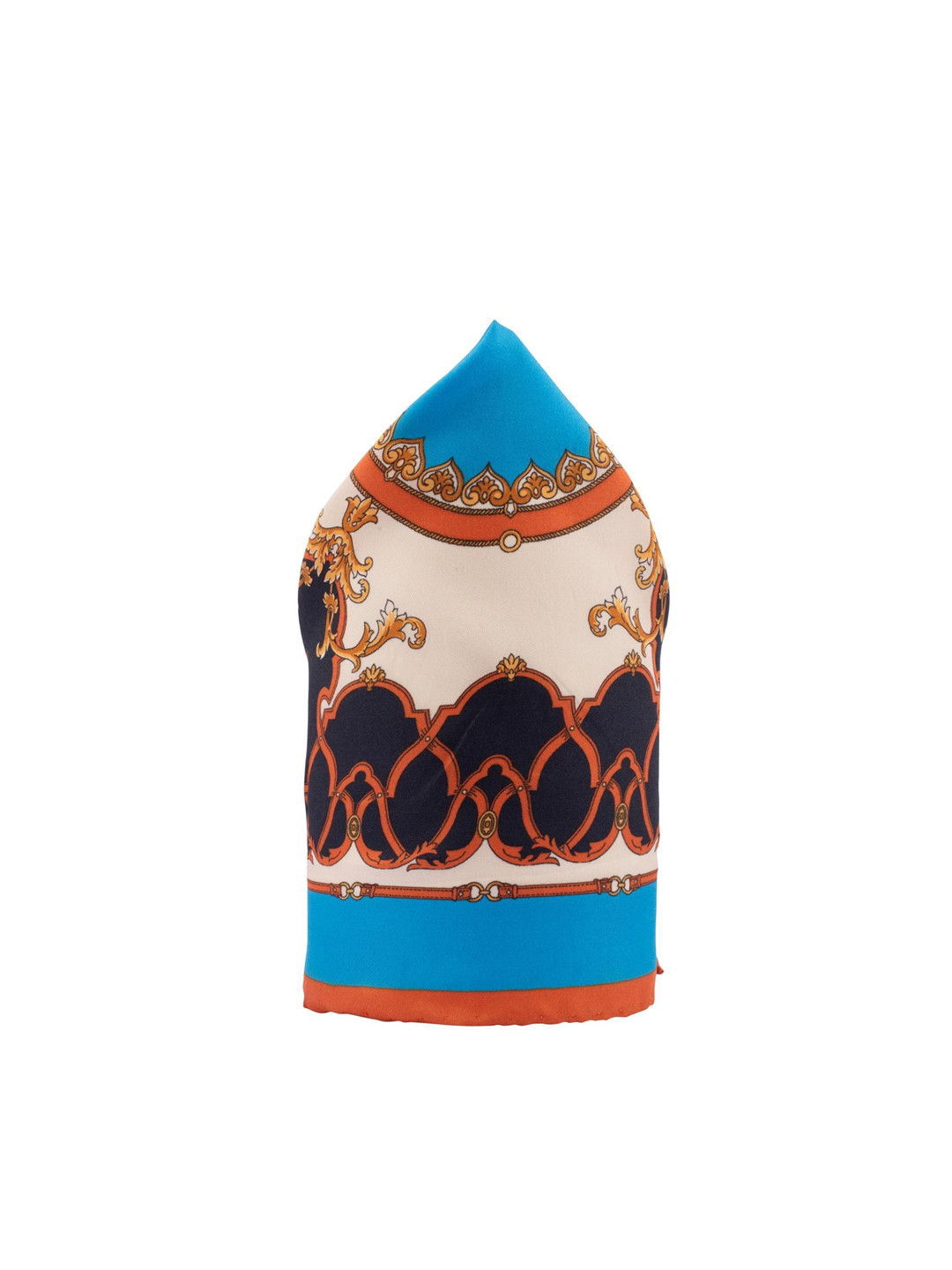 The Tie Hub Men Italian Blue & White Printed Silk Pocket Square