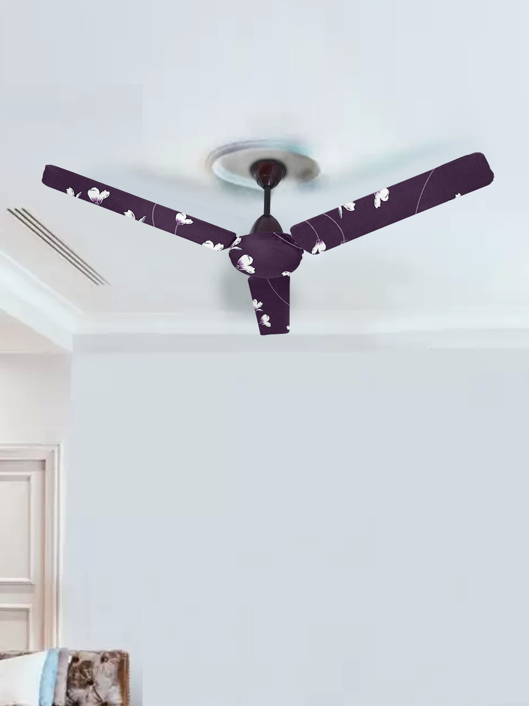 Cortina Purple & White Printed Ceiling Fan Blade Covers