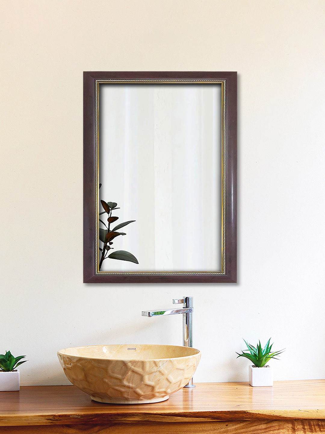 Art Street Brown Solid Rectangle Mirrors
