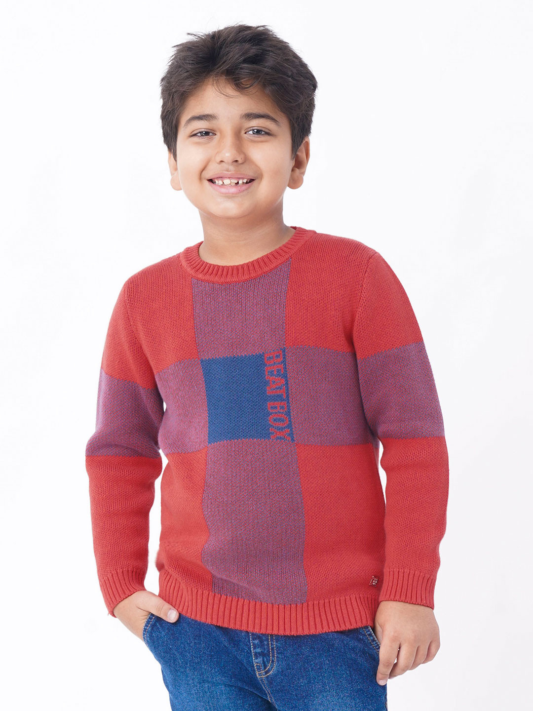 Ed-a-Mamma Boys Red & Blue Colourblocked Pullover