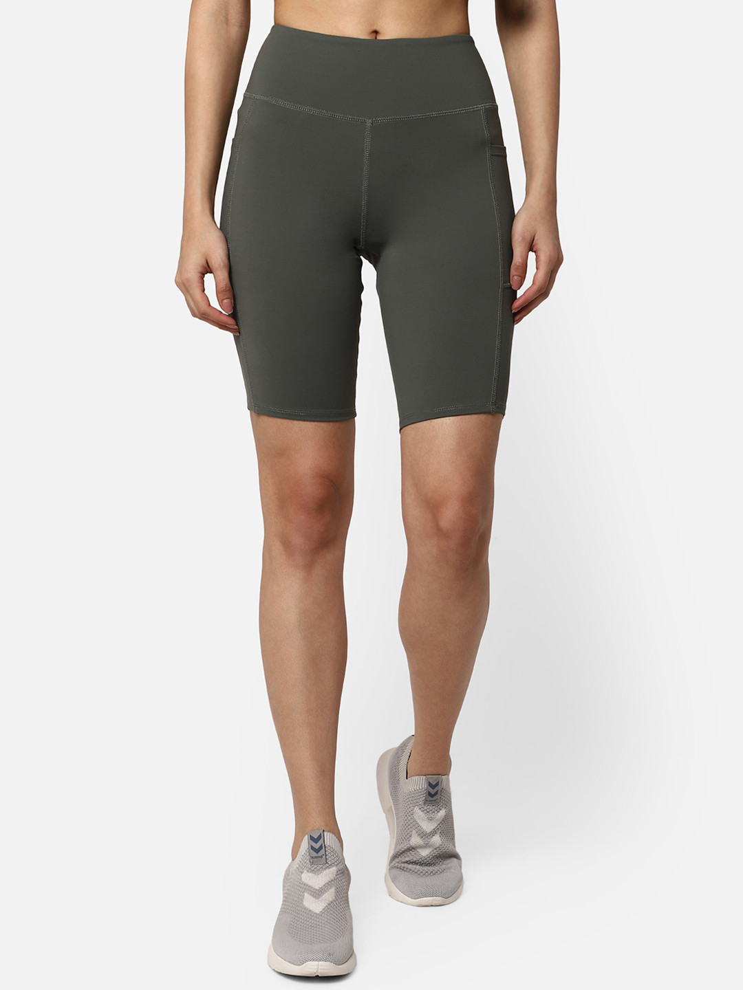 hummel Women Green Running Sports Shorts