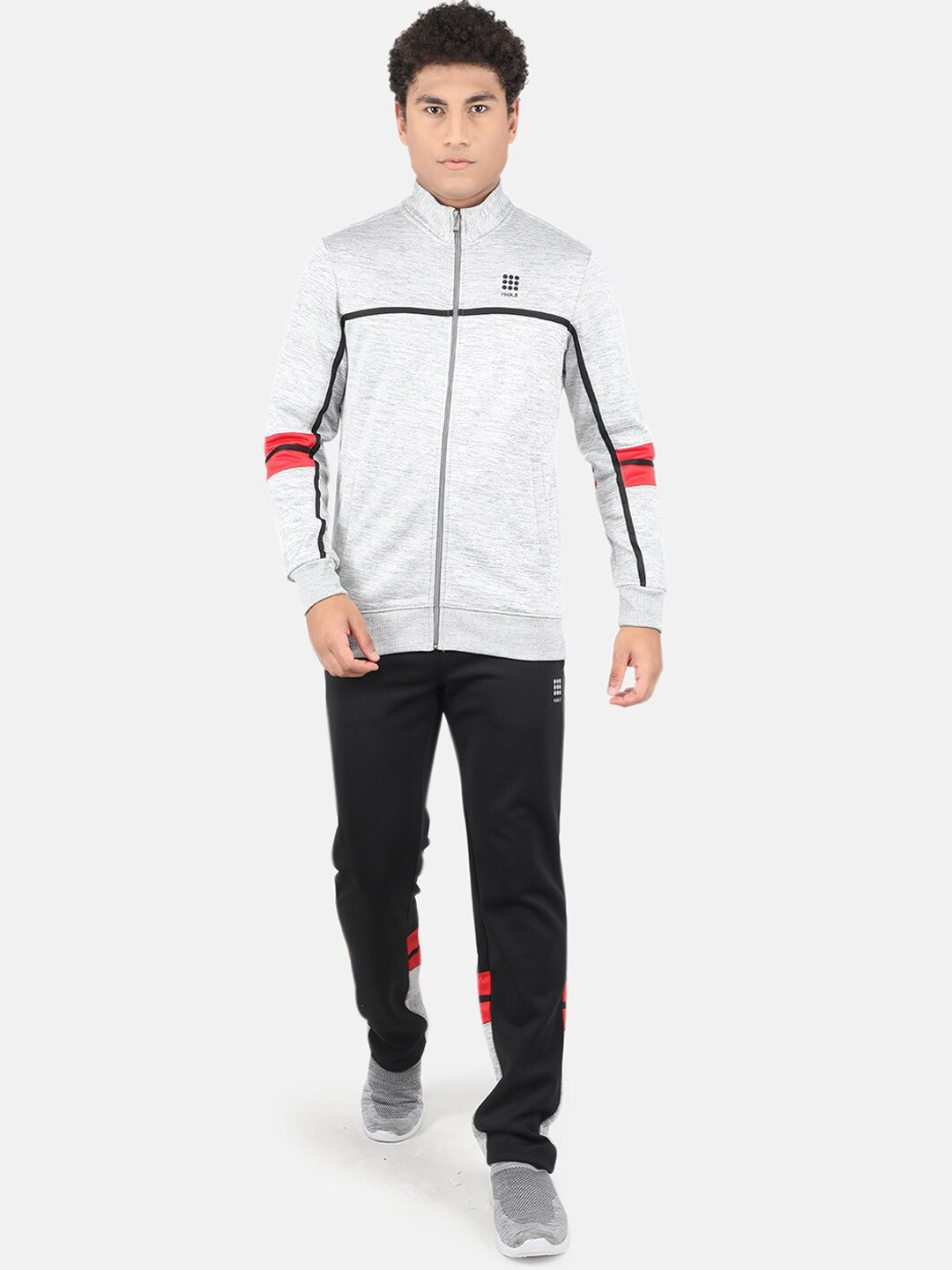 rock.it Men Grey & Black Solid Tracksuit