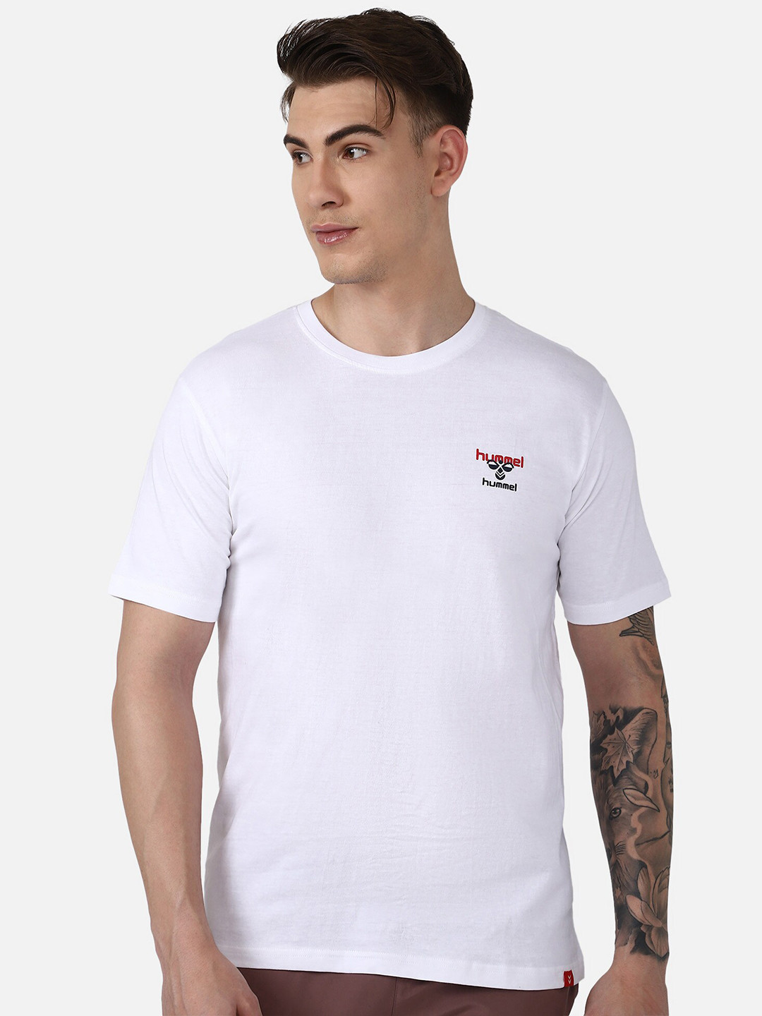 hummel Men White Cotton T-shirt