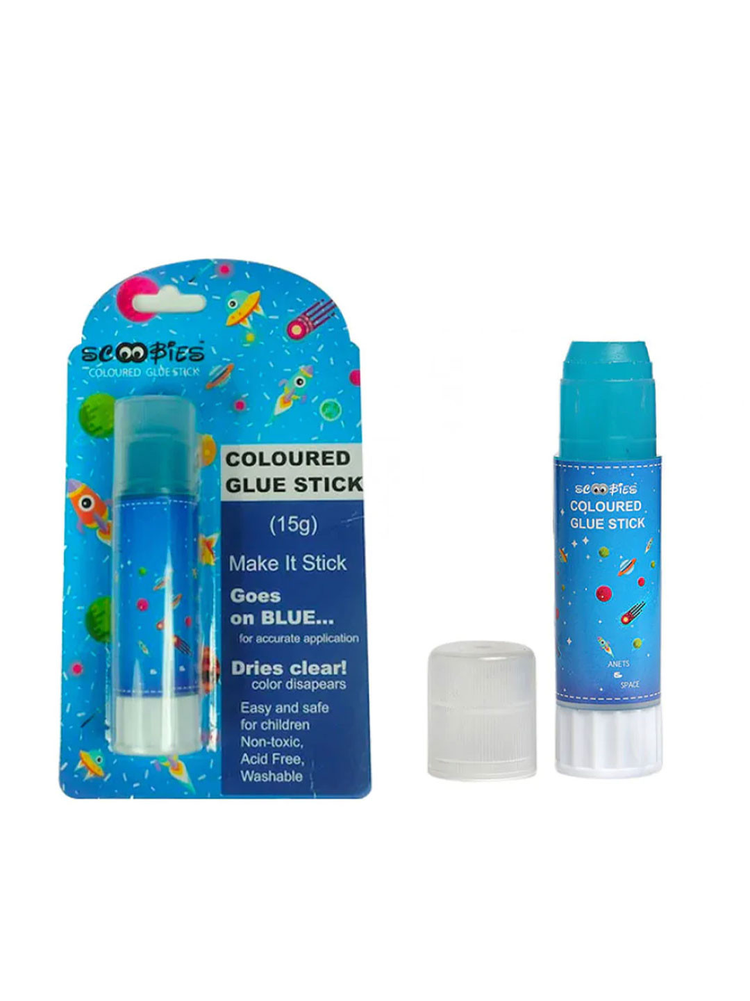 SCOOBIES Kids Blue Printed Glue Sticks