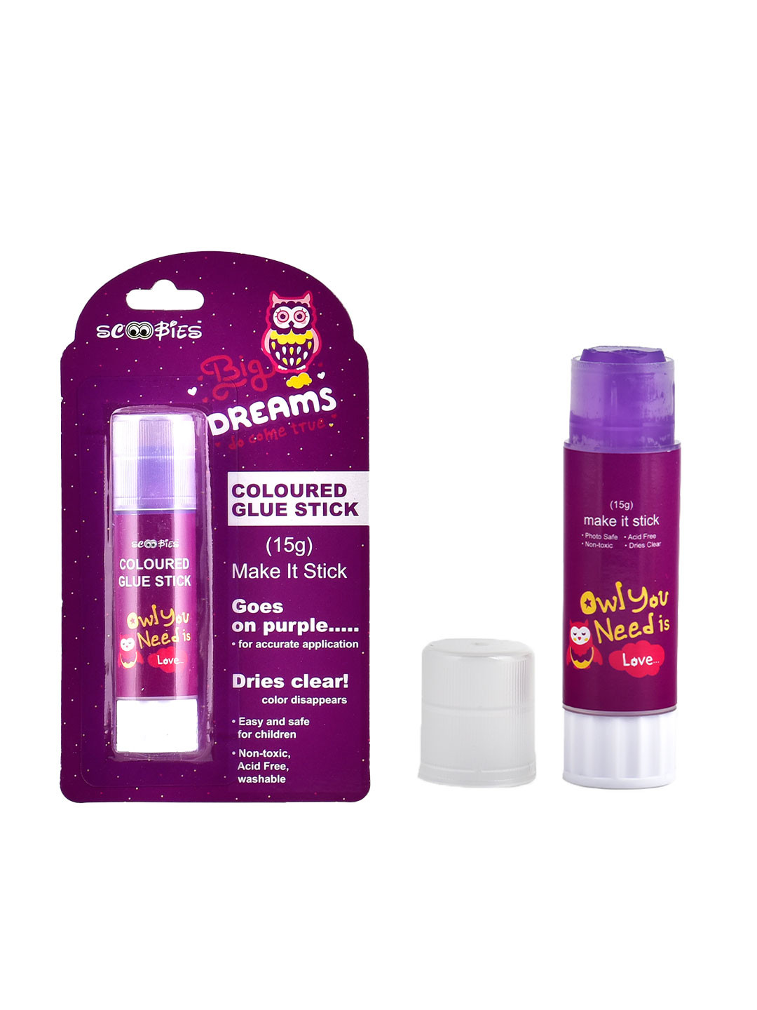 SCOOBIES Purple Glue Sticks School Essentials