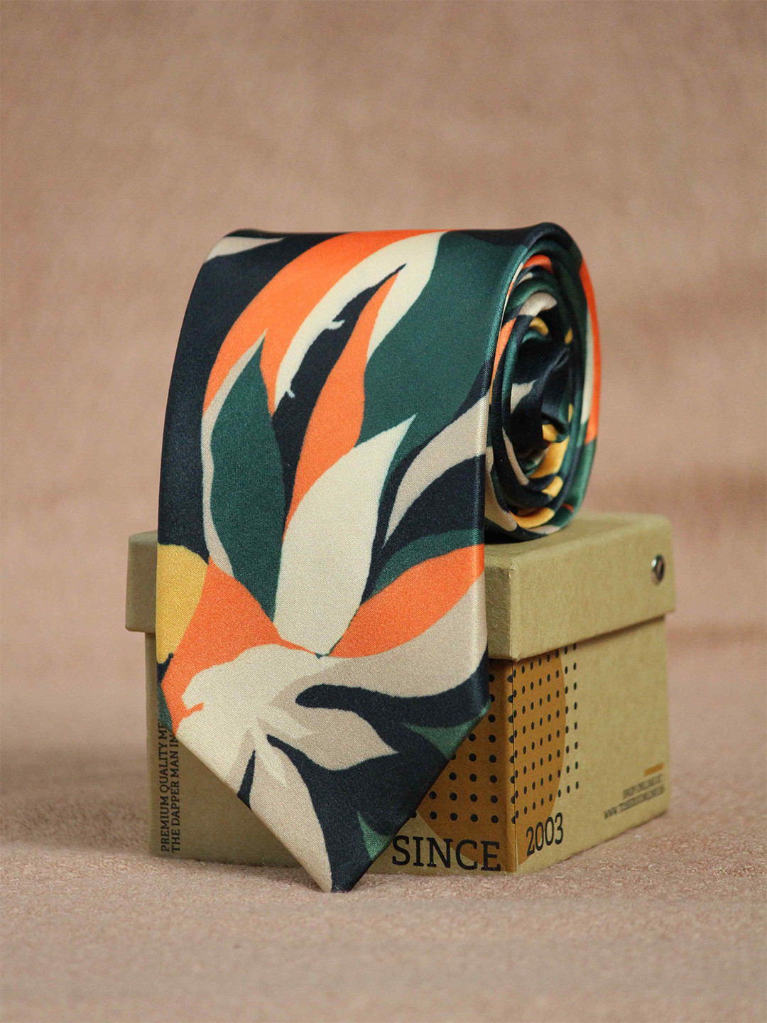 Tossido Men Green & White Printed Broad Tie