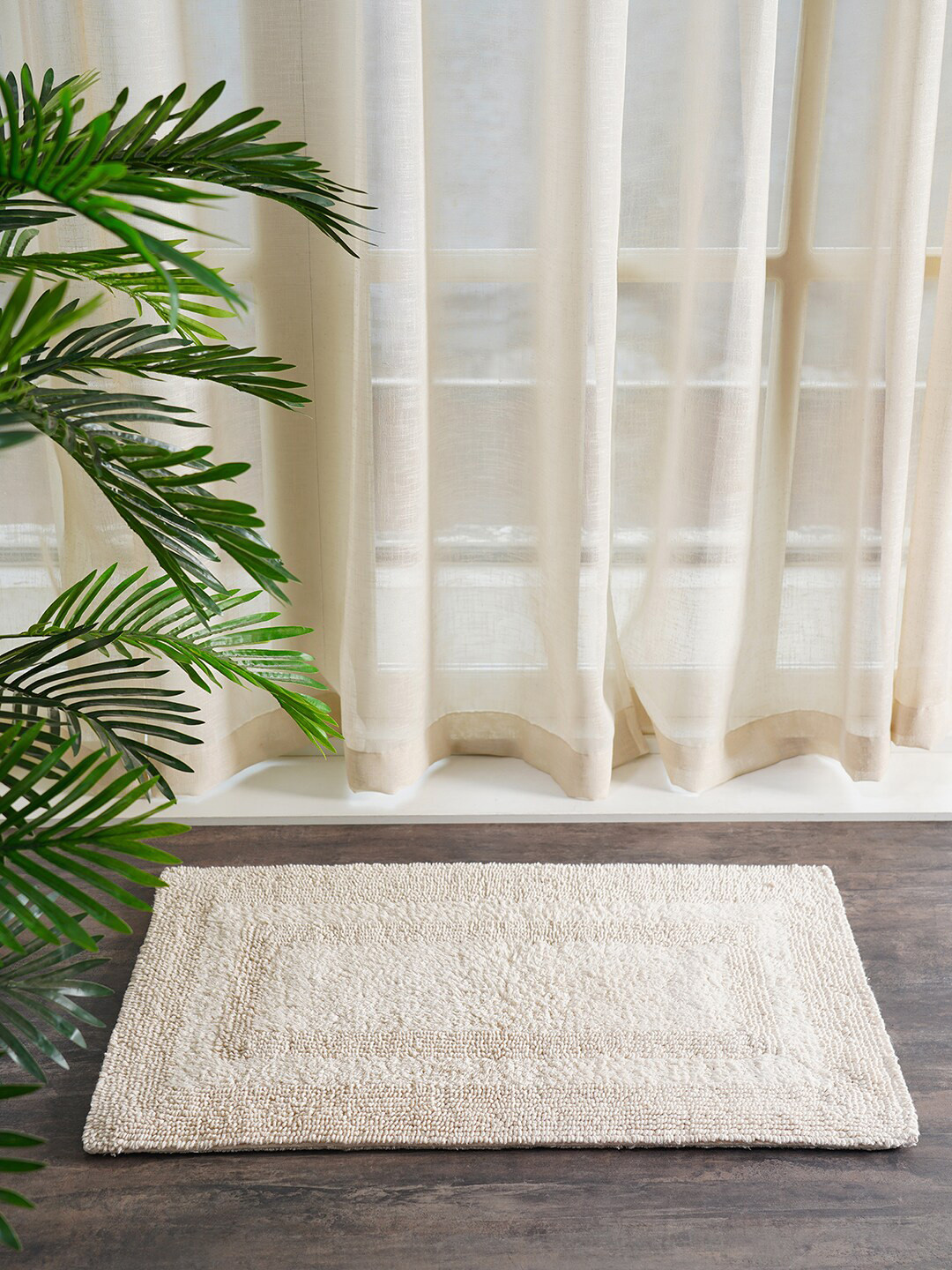 Pure Home and Living Cream Textured 600 GSM Pure Cotton Bath Mat