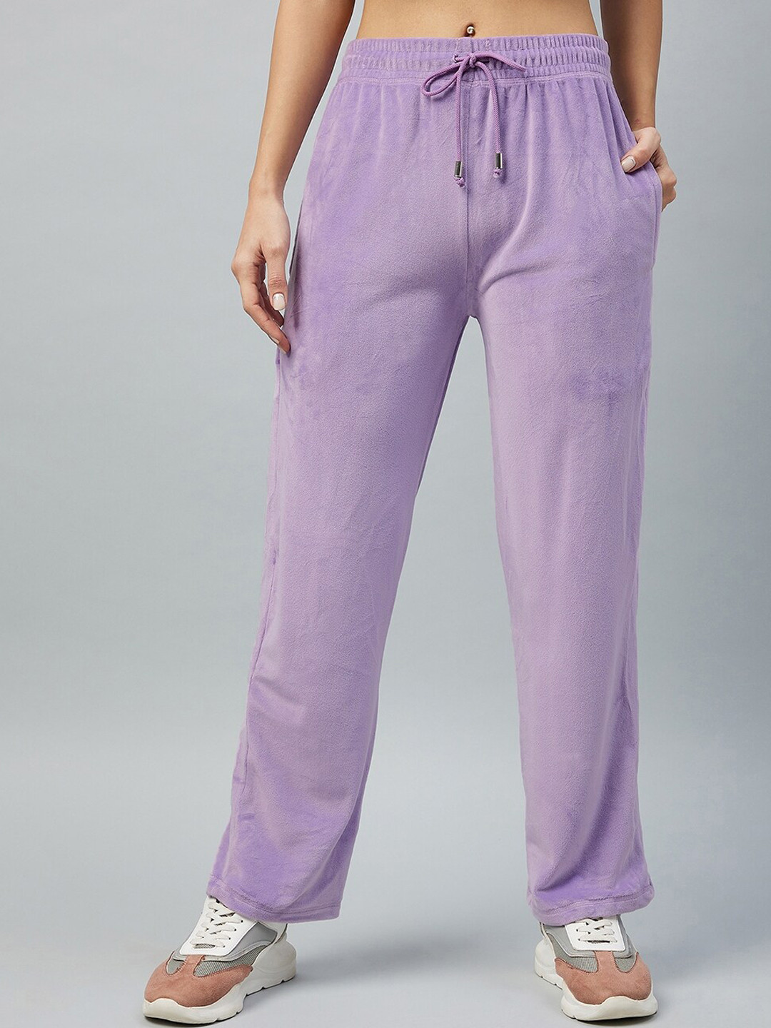 DELAN Women Purple Solid Track Pants