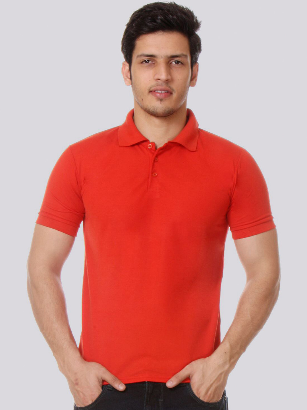 TEEMOODS Men Red Polo Collar T-shirt
