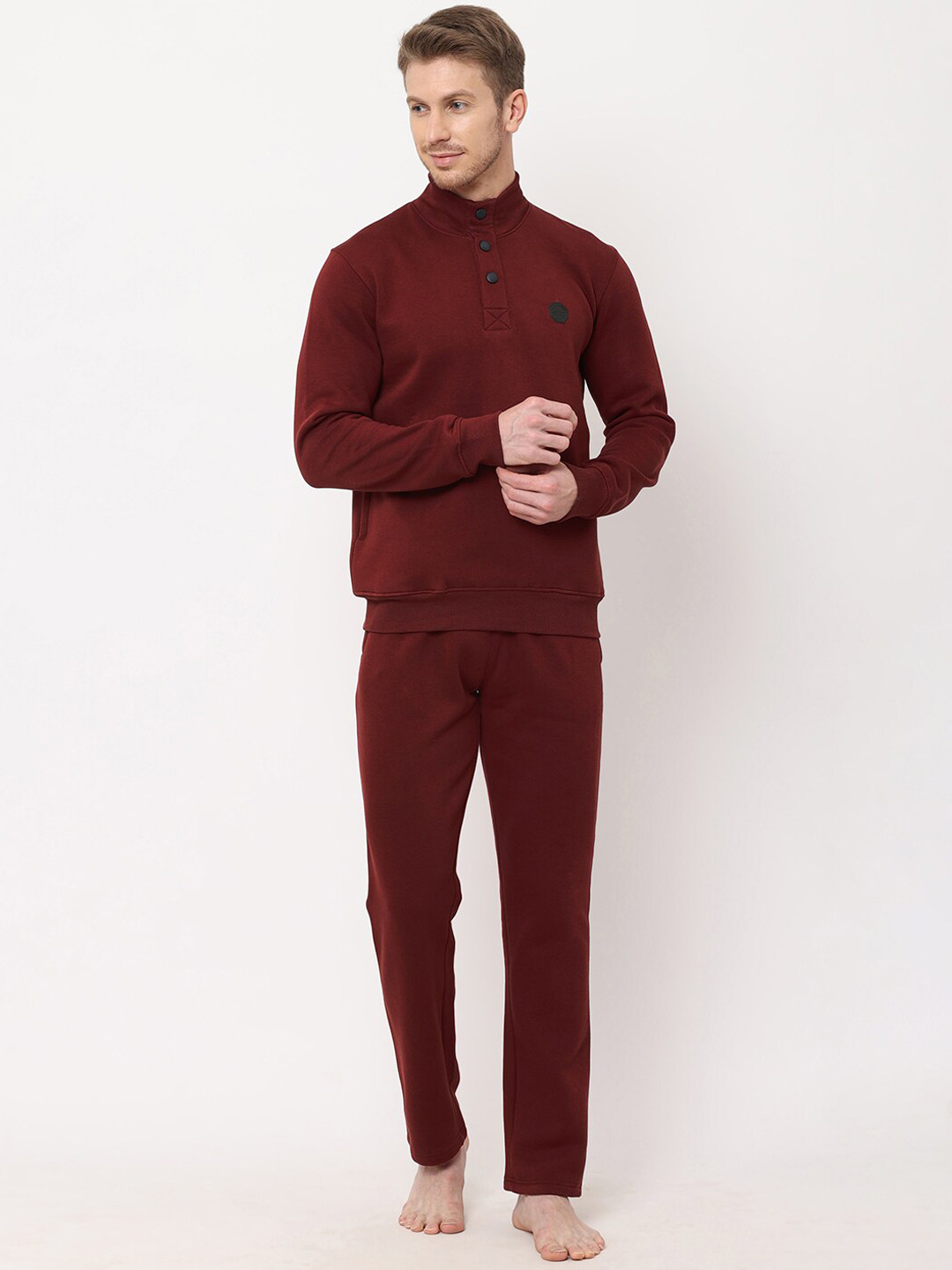 Sweet Dreams Men Maroon Solid Tracksuit