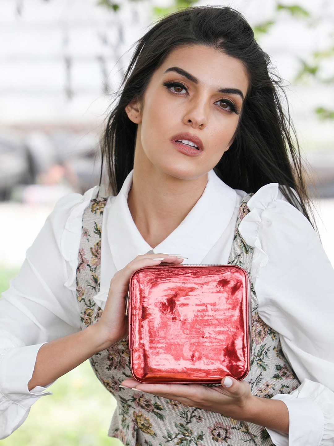 ODETTE Red Textured Pouch Travel Accesssory