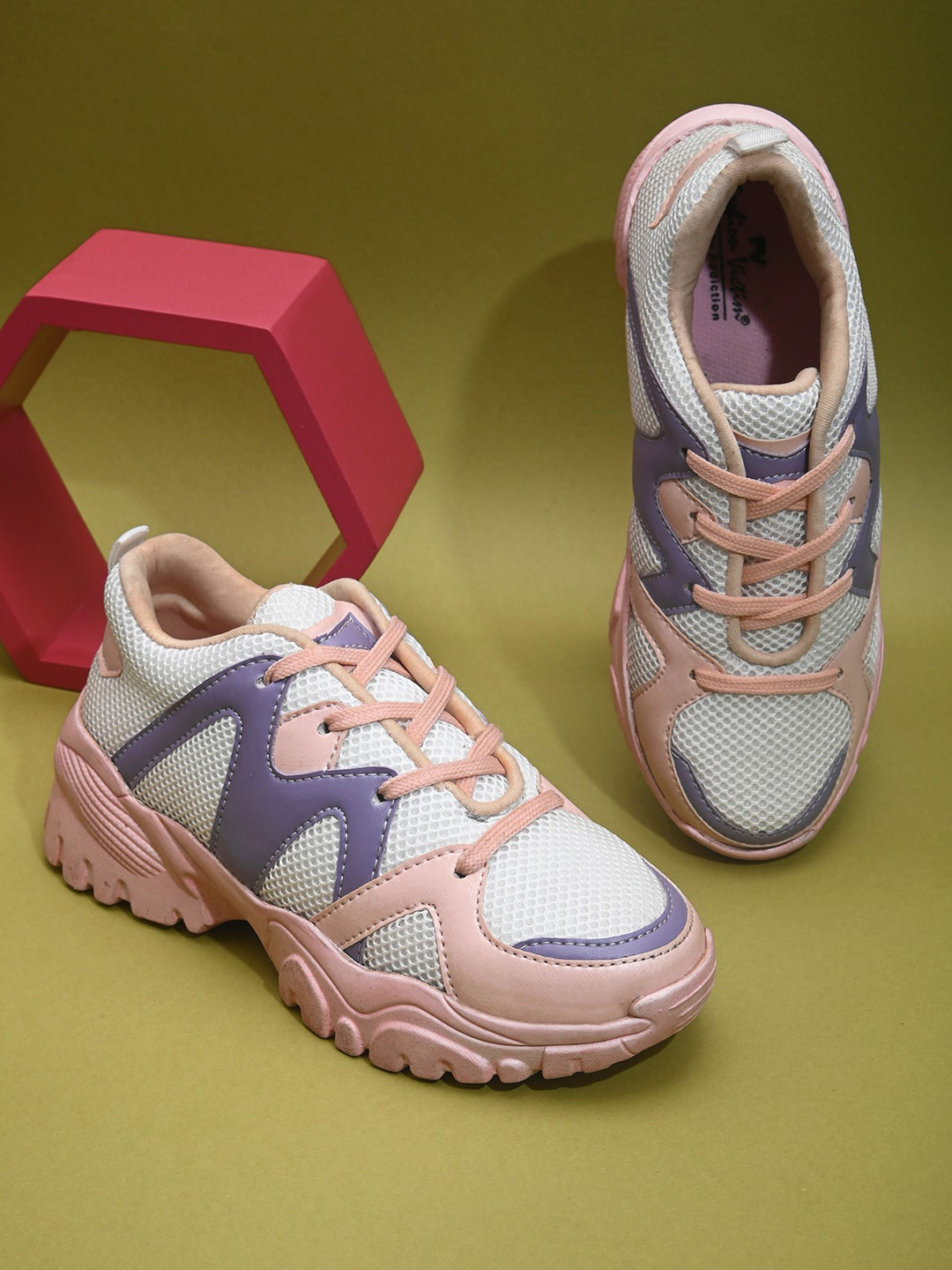 Fashion Victim Women Pink Colourblocked Sneakers