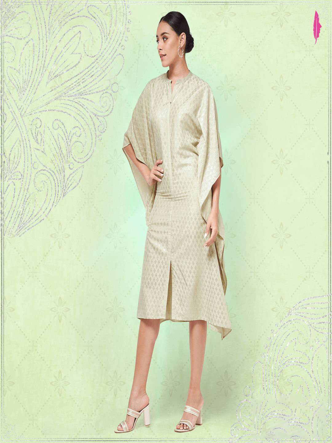 Pannkh Green Kaftan Midi Dress