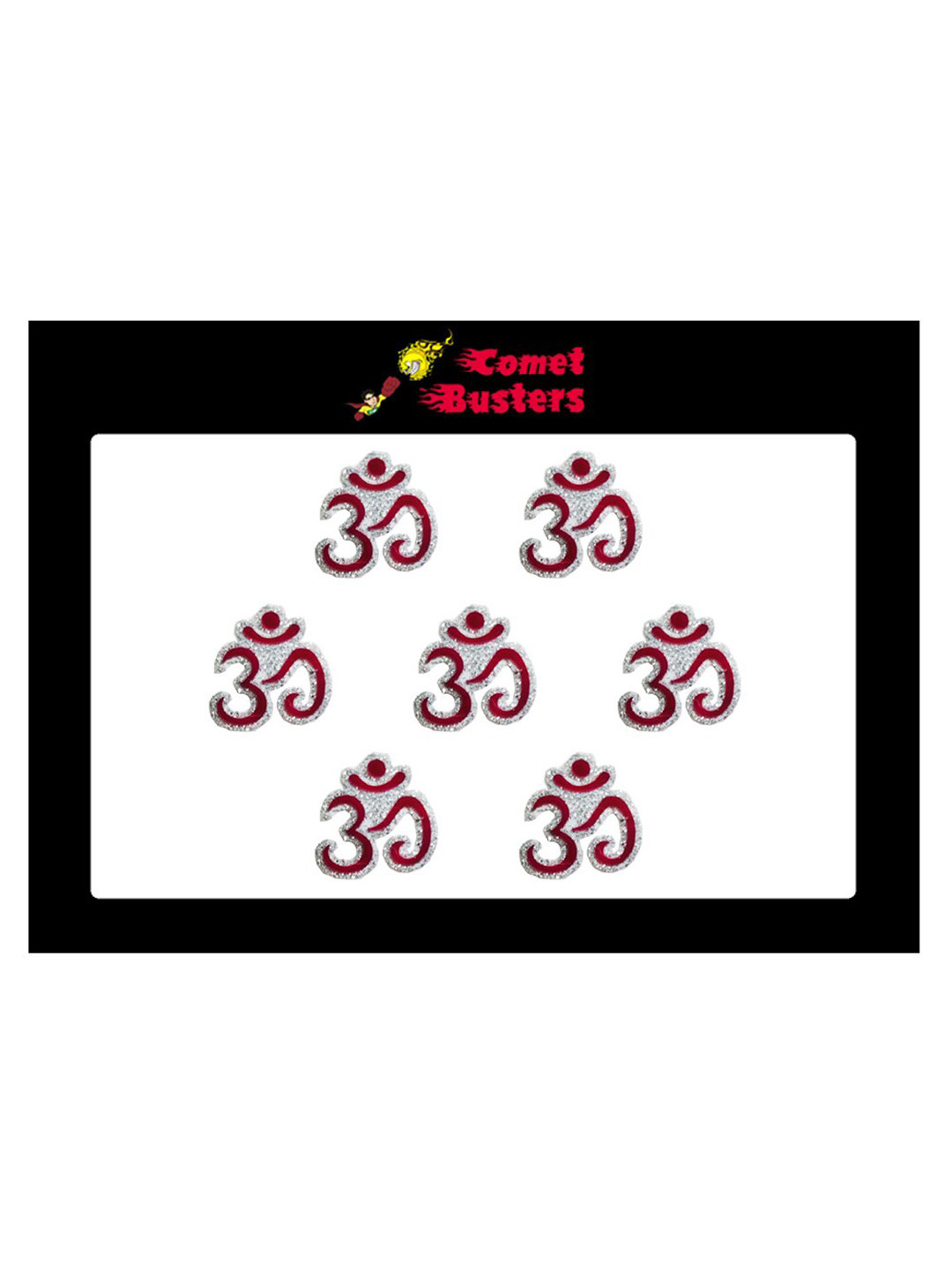 Comet Busters 7 Pcs Reusable Om-Shaped Bindis - Maroon