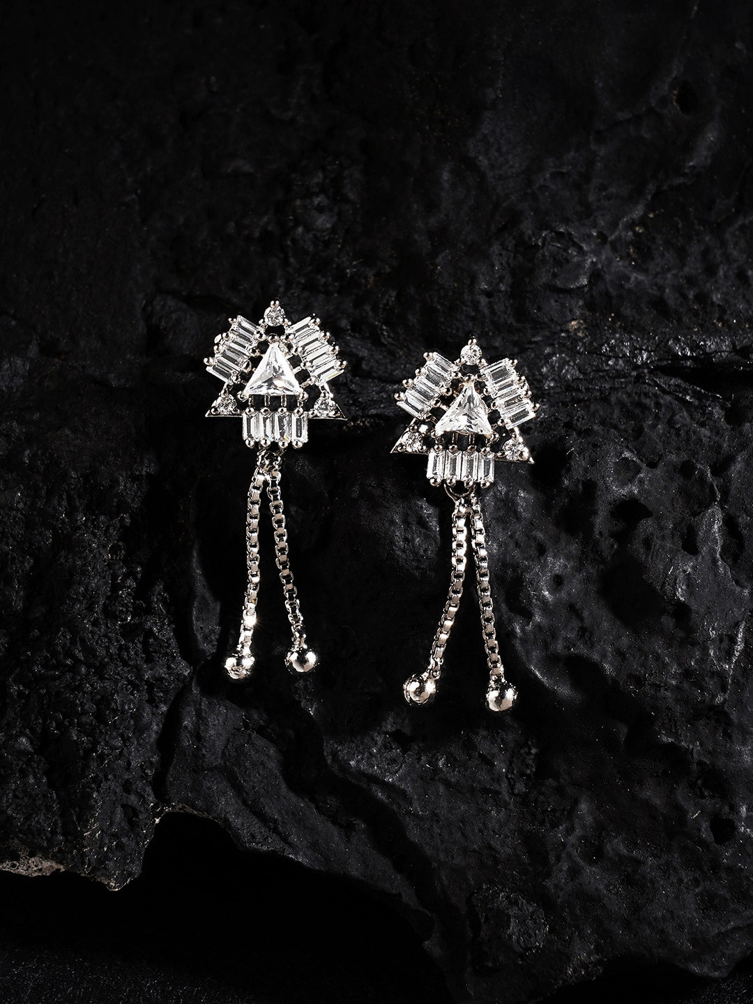 HOT AND BOLD Silver-Plated Heart Shaped Drop Earrings