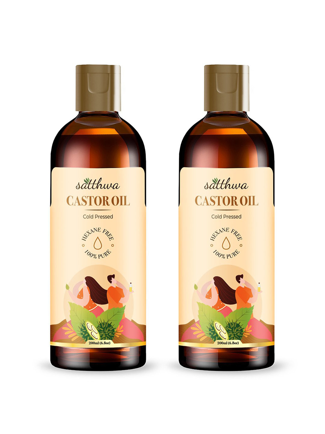Satthwa Set Of 2 Castor Hair Oil