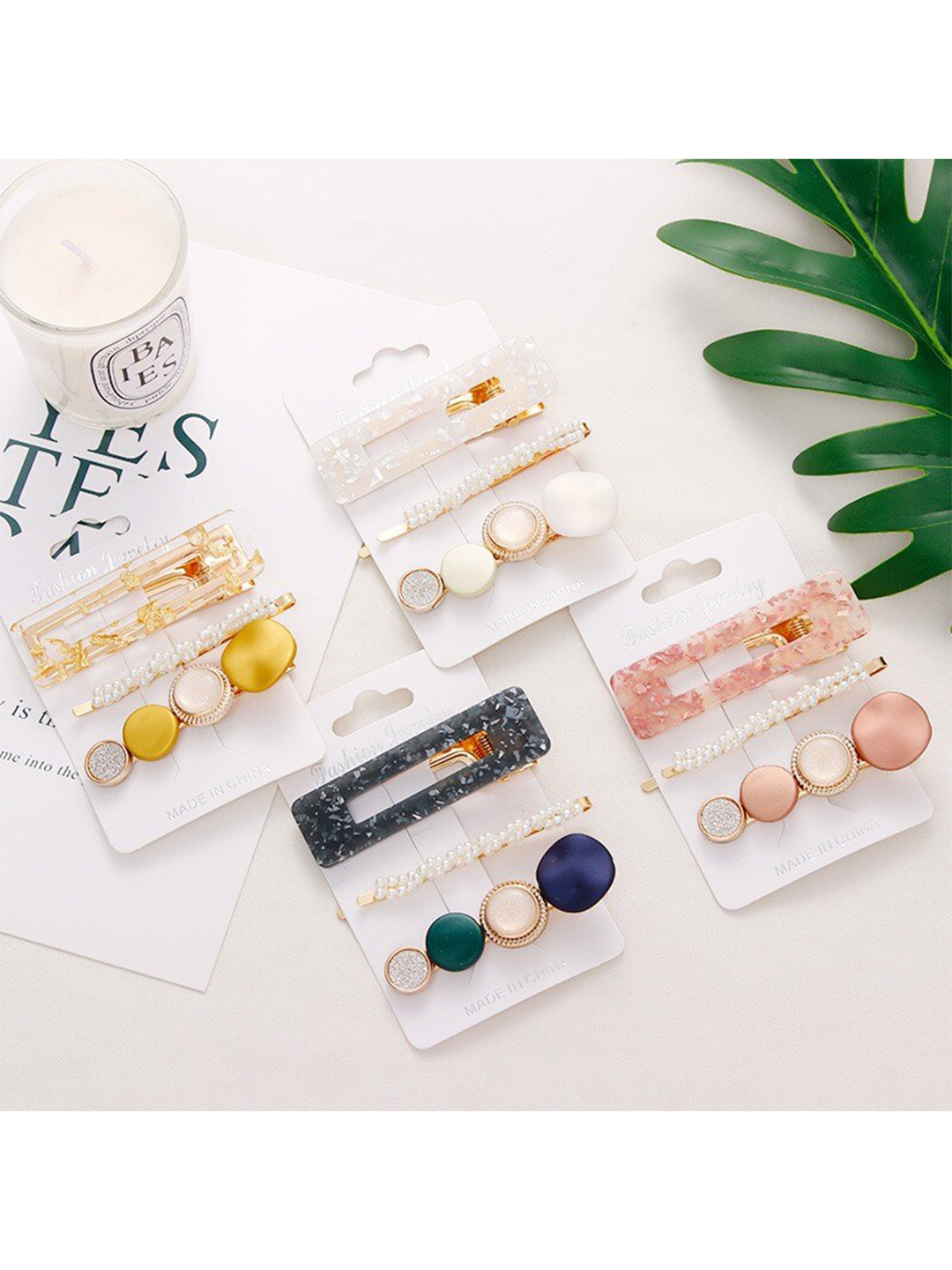 Pinapes Unisex Blue & Pink Hair Accessory Set of