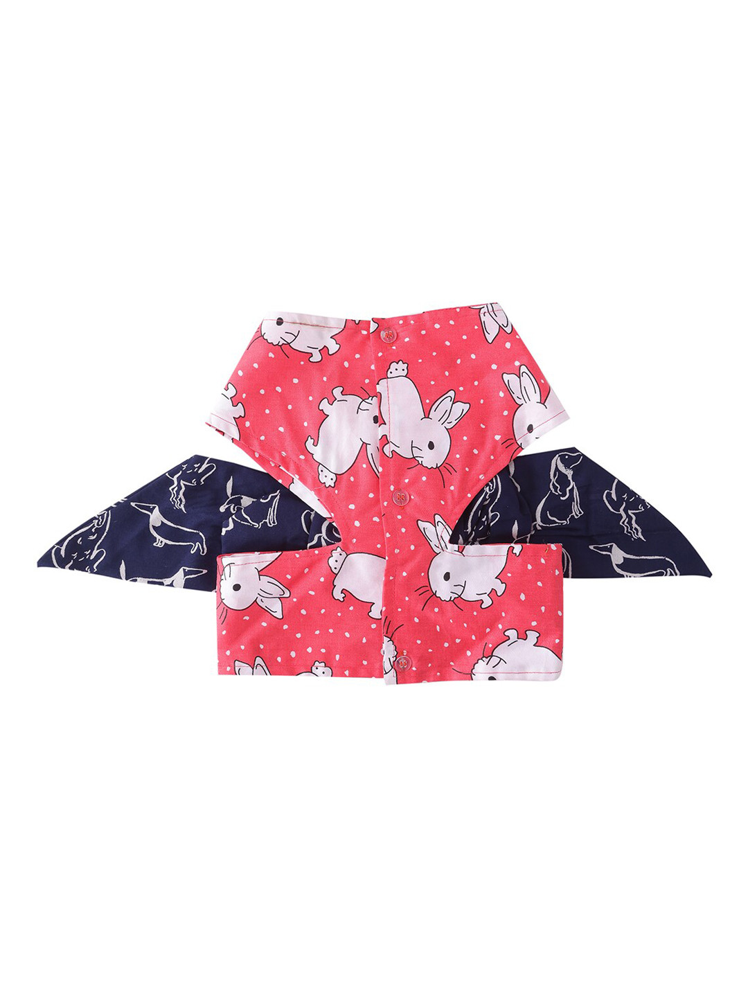 Lulala Pink & Blue Printed Pet Harness Dress With Bow-Knot