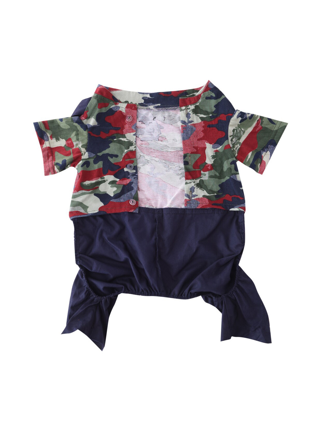 Lulala Green & Navy Blue Printed Four-Legged Dog Jumpsuit