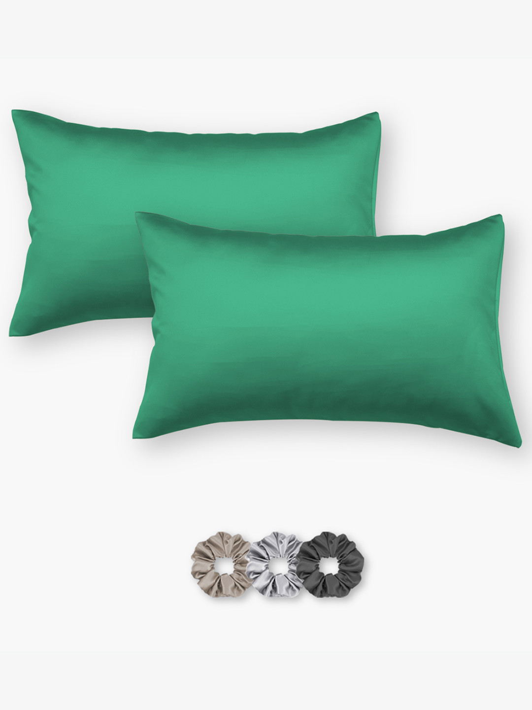 Seevo Set Of 2 Sea Green 400 TC Satin Pillow Covers