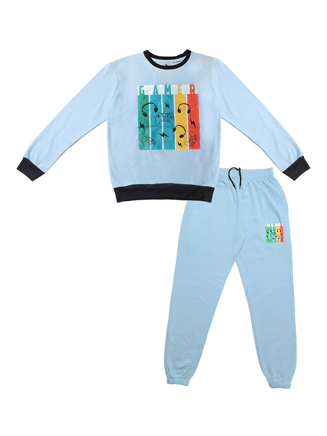 TINY HUG Kids Blue Printed Tracksuits