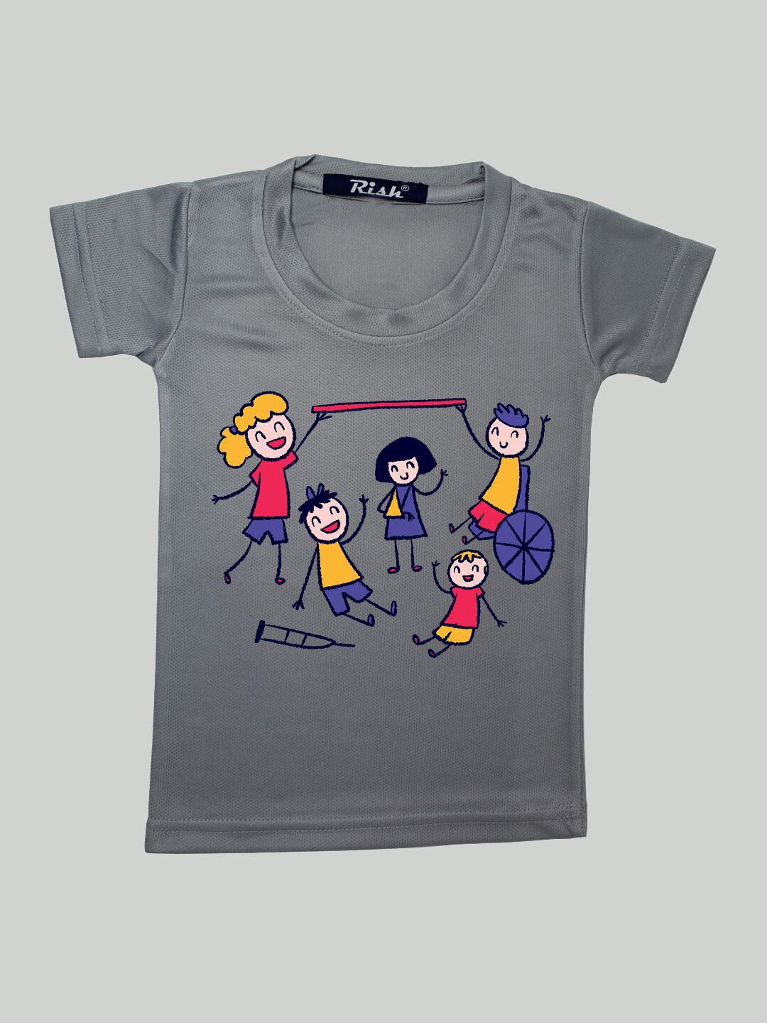 RISH Boys Grey & Red Graphic Printed Oversized T-shirt