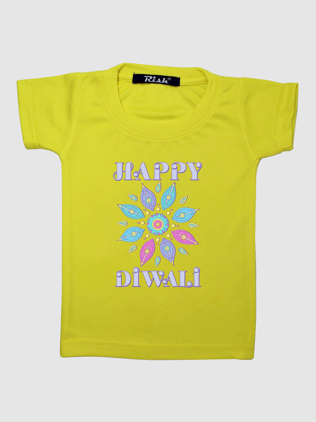 RISH Boys Yellow & Purple Typography Printed Oversized T-shirt