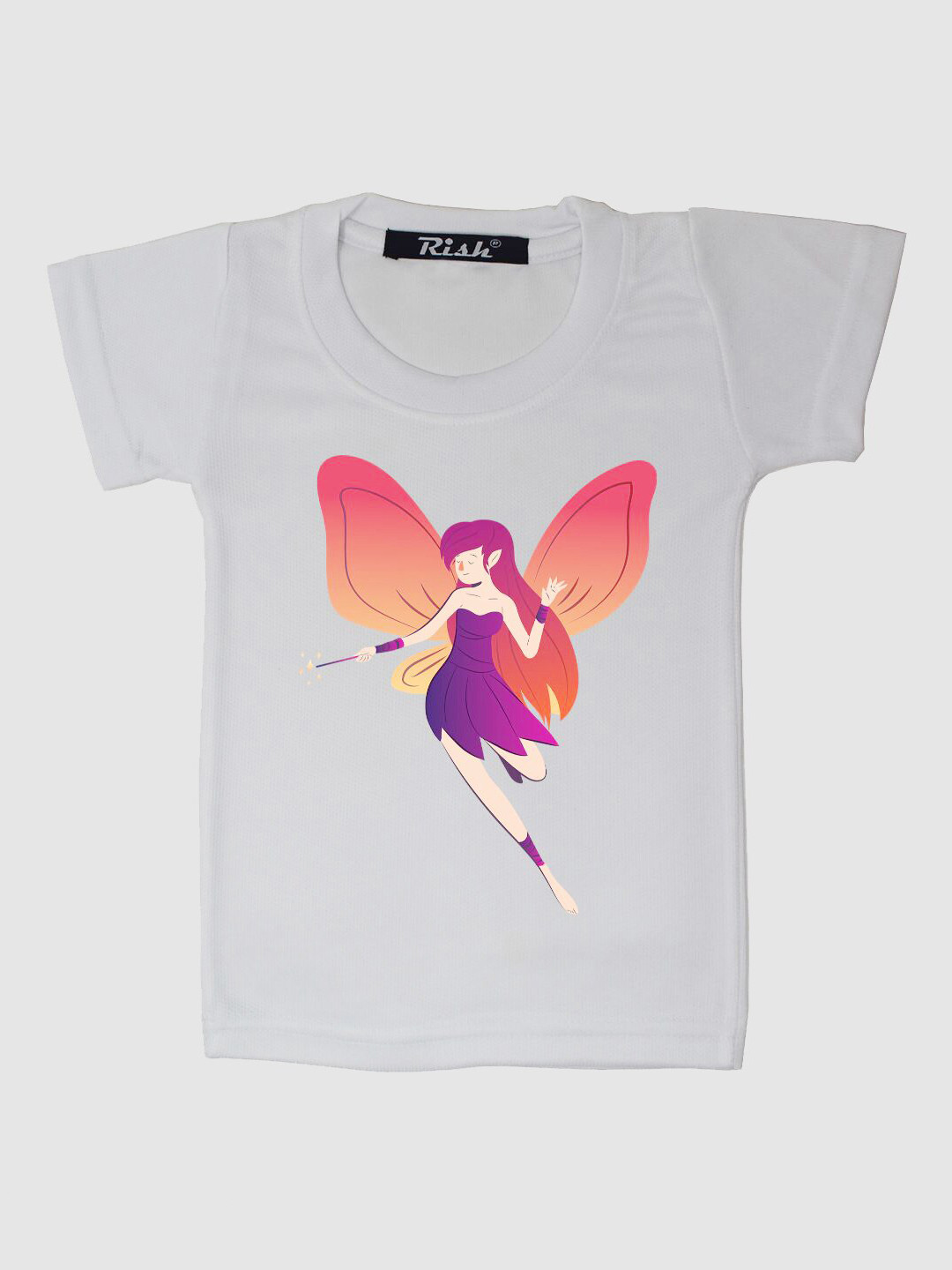 RISH Off White & Purple Printed Polyester Half Sleeve T-shirt