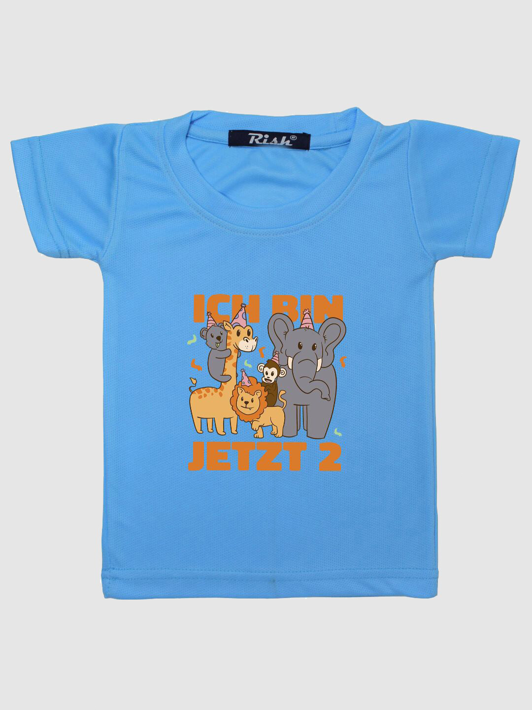 RISH Boys Blue & Mustard Yellow Printed Short Sleeves Polyester T-shirt