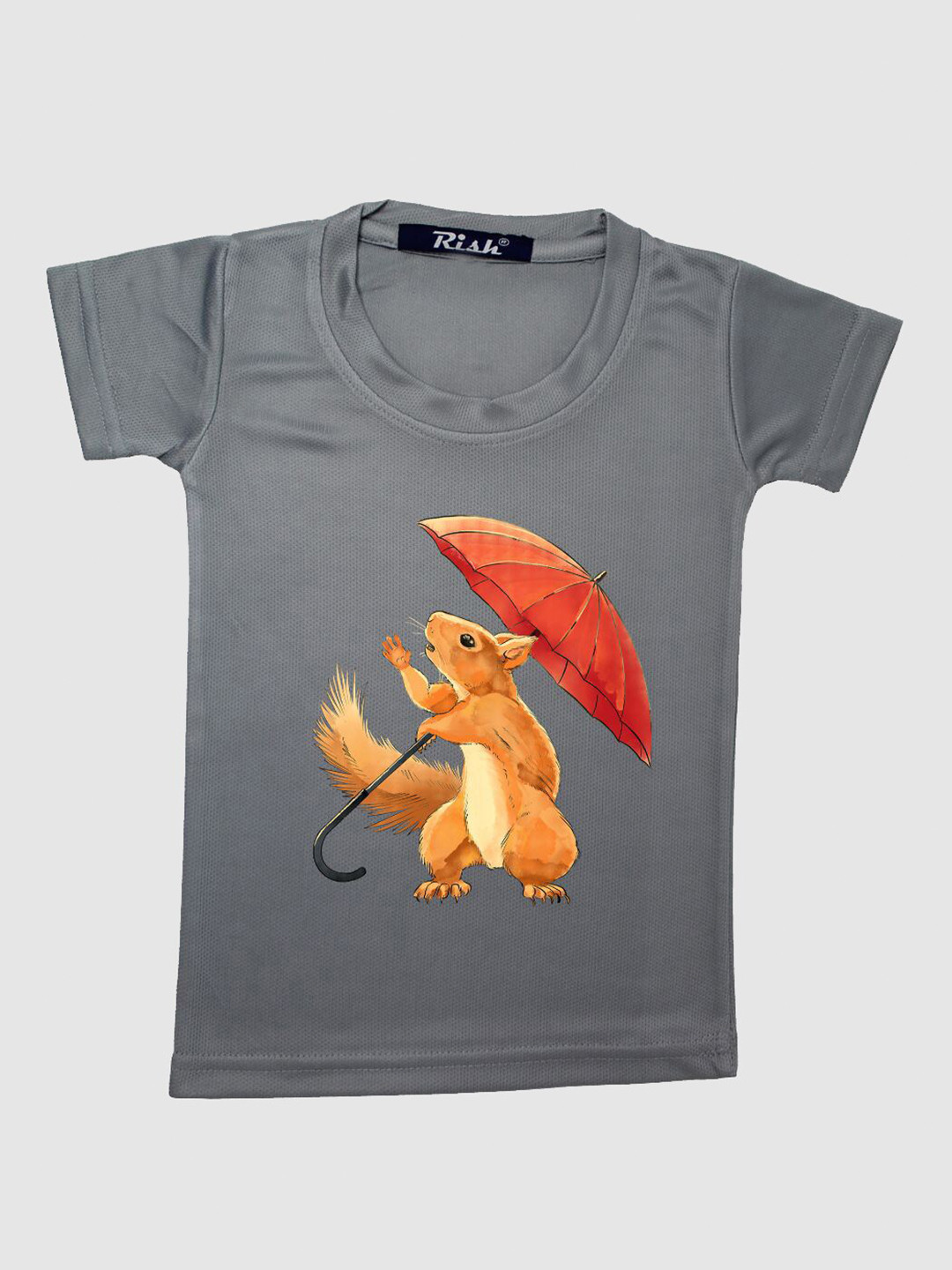 RISH Boys Grey Printed Short Sleeves Polyester Oversized T-shirt