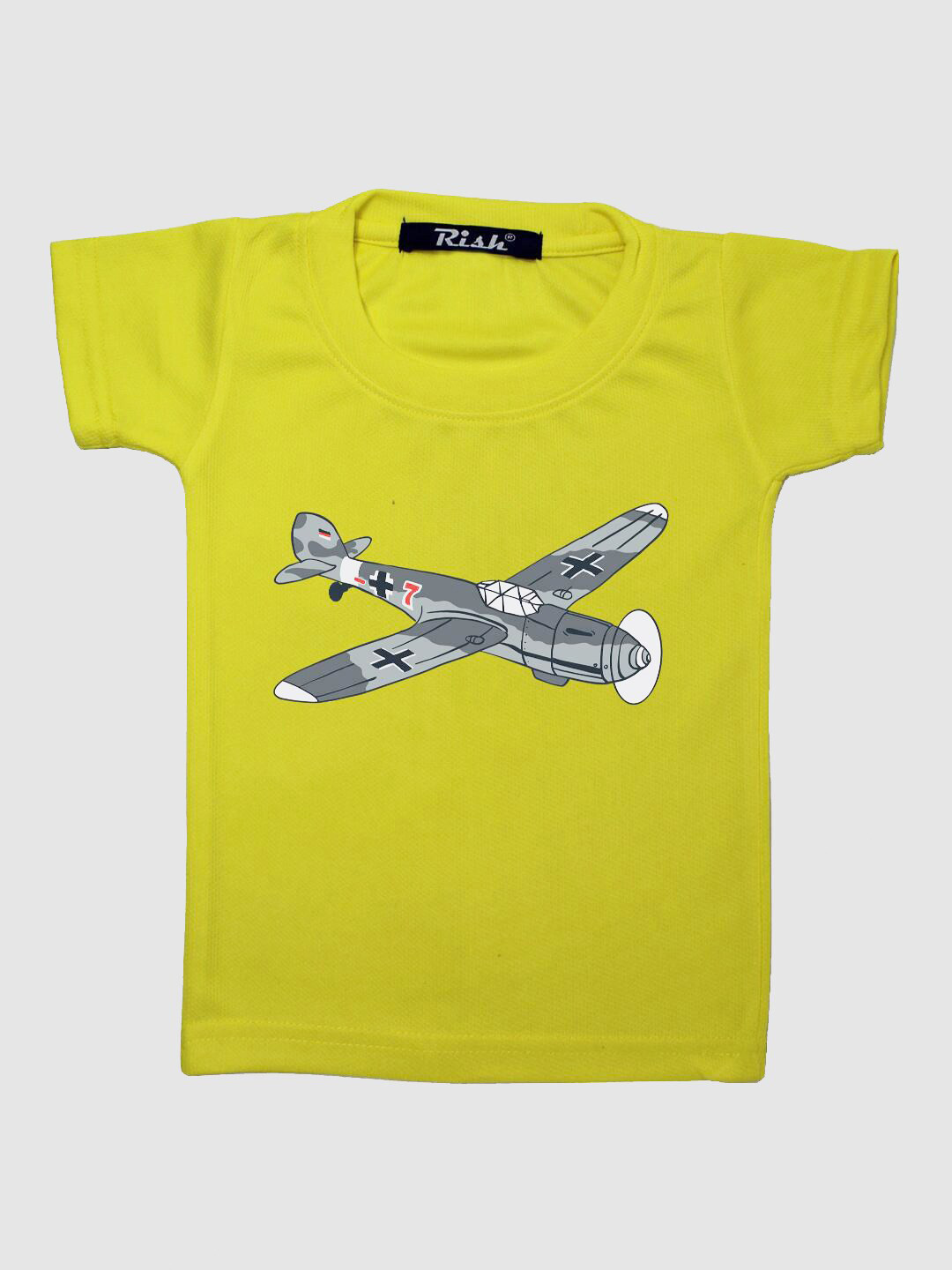 RISH Boys Yellow & Grey Fighter Plane Printed Oversized T-shirt
