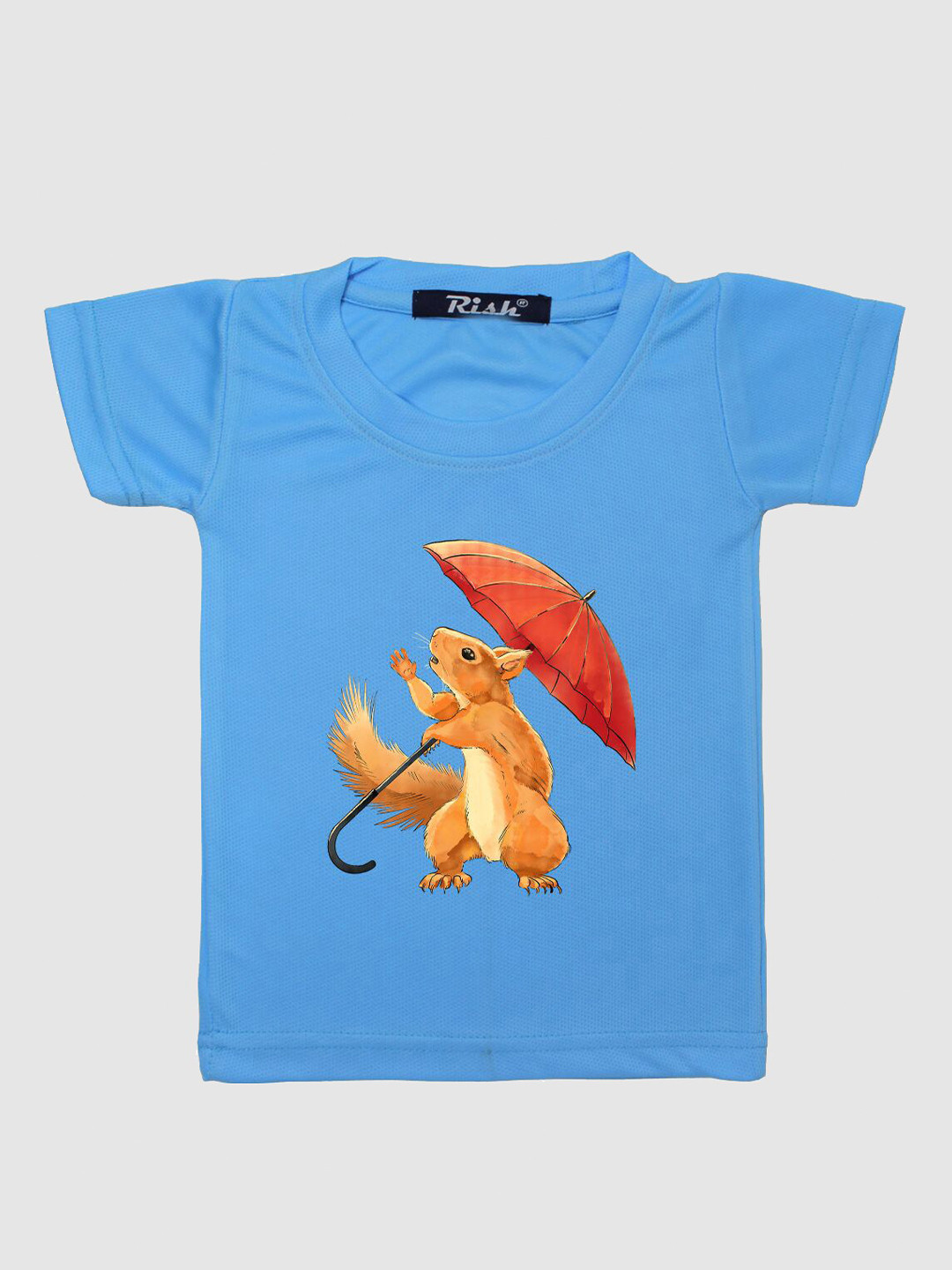 RISH Boys Blue Printed Polyester Short Sleeves Oversized T-shirt