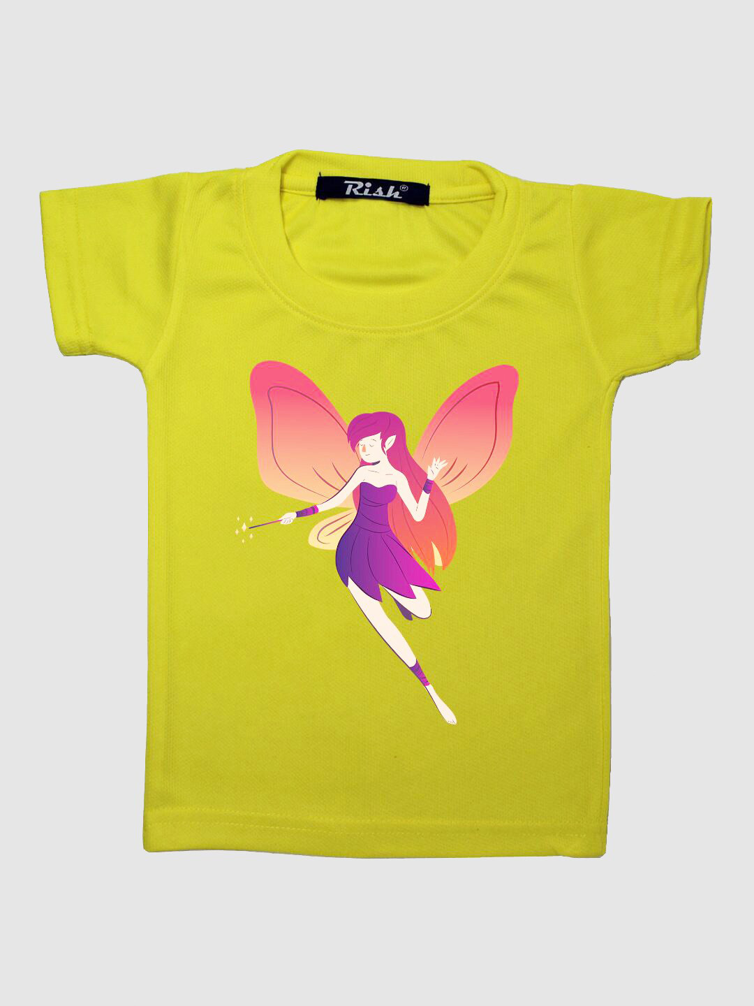 RISH Kids Boys Yellow Printed Round Neck Polyester T-shirt