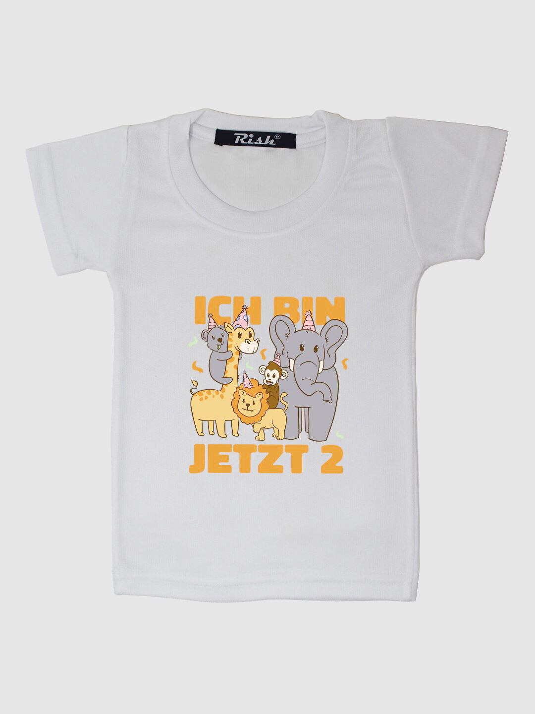 RISH Kids White & Mustard Yellow Printed Round Neck Polyester T-shirt