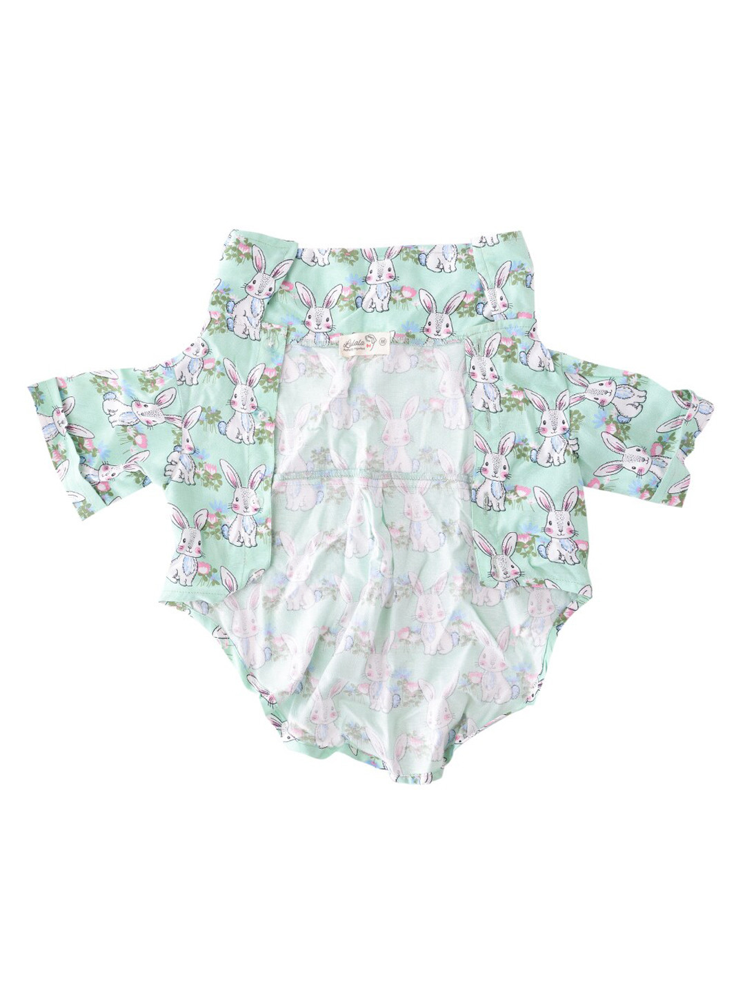 Lulala Sea Green Bunny Printed Cotton Dog Dress