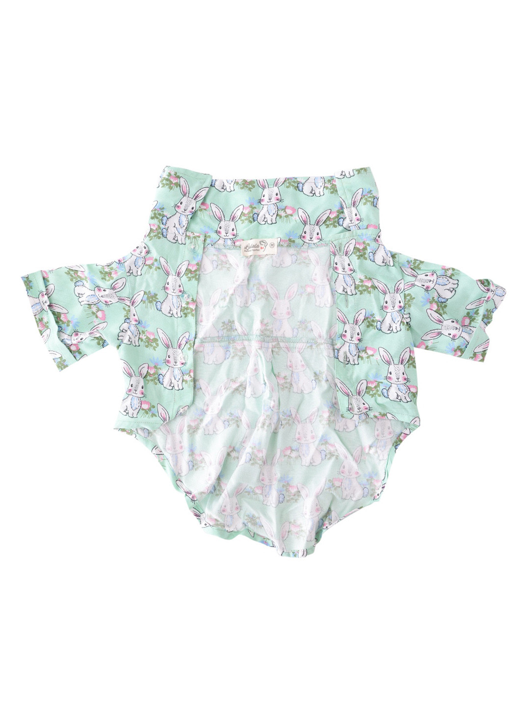 Lulala Green Bunny Printed Cotton Dog Dress