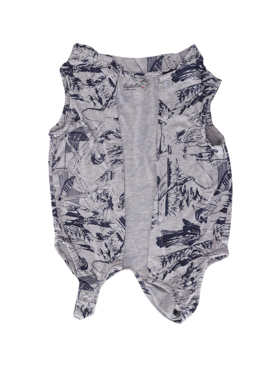 Lulala Grey Printed Pajama Shirt Dog Dresses